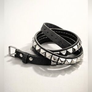 Uranium Studded Black Leather Belt
